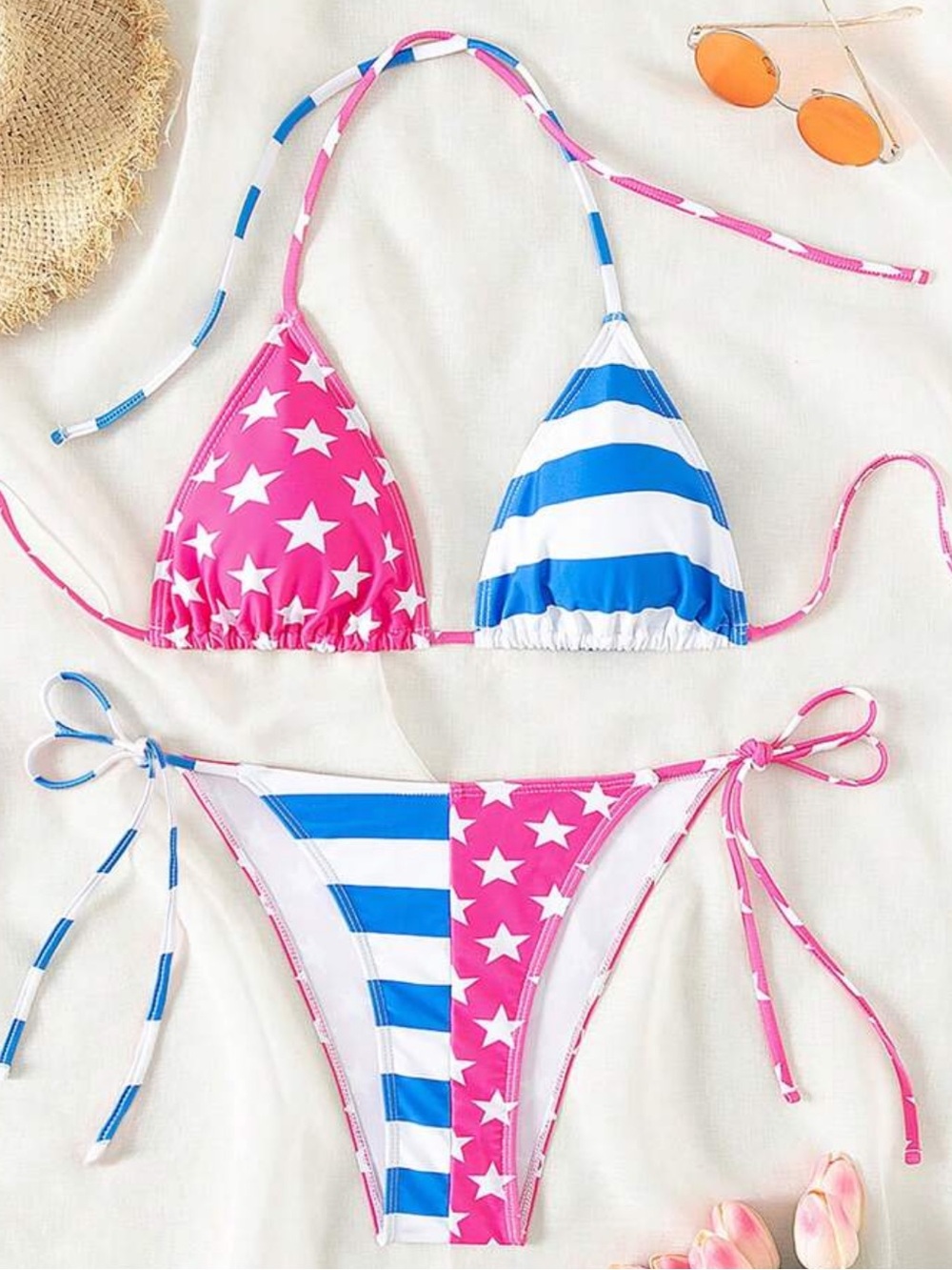 BRAND NEW! Patriot Barbie Bikini Set🩷 American Flag Themed Top & Bottom! Size L
